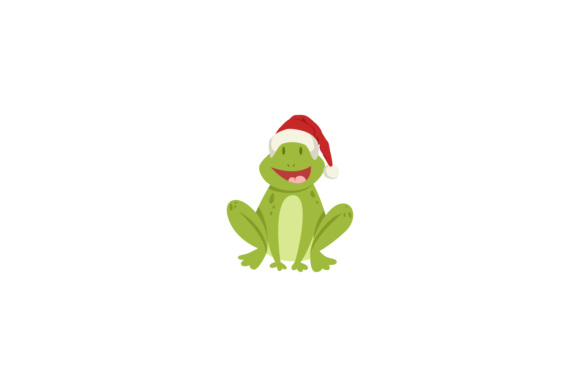 Animals Frog Wearing Christmas Hats Illustrations
