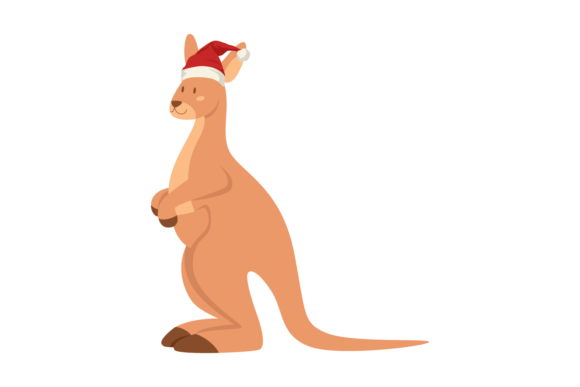 Animals Kangaroo Wearing Christmas Hats Illustrations