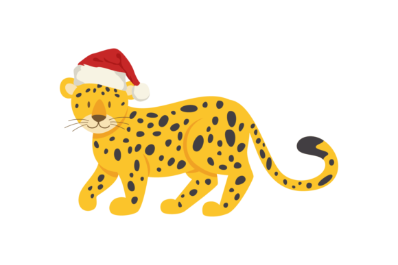 Animals Tiger Wearing Christmas Hats Illustrations