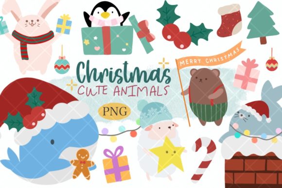 Christmas Cute Animals Illustrations