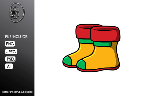 Christmas Shoes Cartoon Illustration for Festive Branding