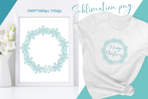 Christmas Snowflakes Wreath Sublimation: Festive Illustrations