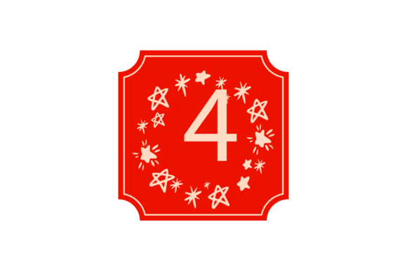 Christmas Stickers Star Number 4 Svg: Premium Illustrations