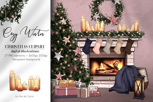 Cozy Winter Christmas Clipart: Premium Illustrations