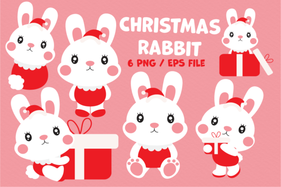 Cute Christmas Rabbit: Festive Illustrations for Crafters