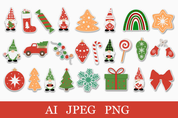 Gnomes Stickers: Christmas Crafts & PNG Design