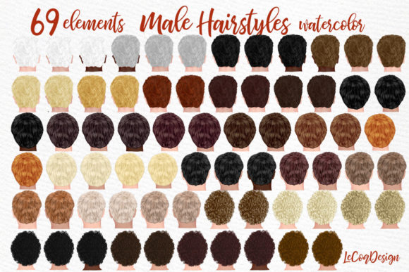 Hairstyles Clipart: Male Illustrations for Design