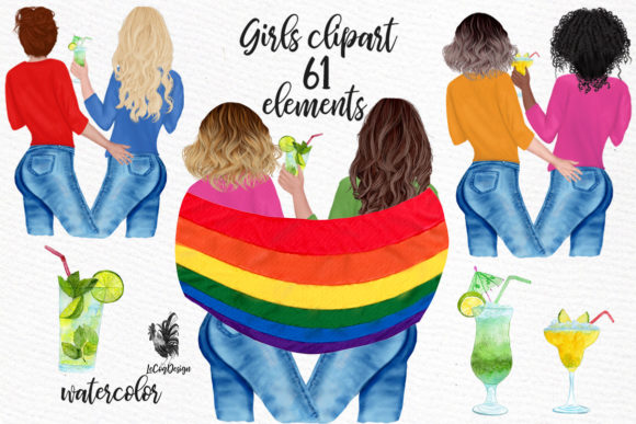 LGBTQ Girls Clipart: Vibrant Illustrations for Brands