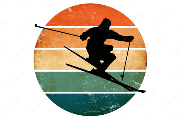 Snow Skiing Winter Sports Retro Sunset Illustrations Review