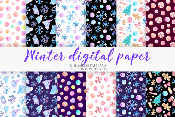 Watercolor Winter Patterns: Premium Illustrations